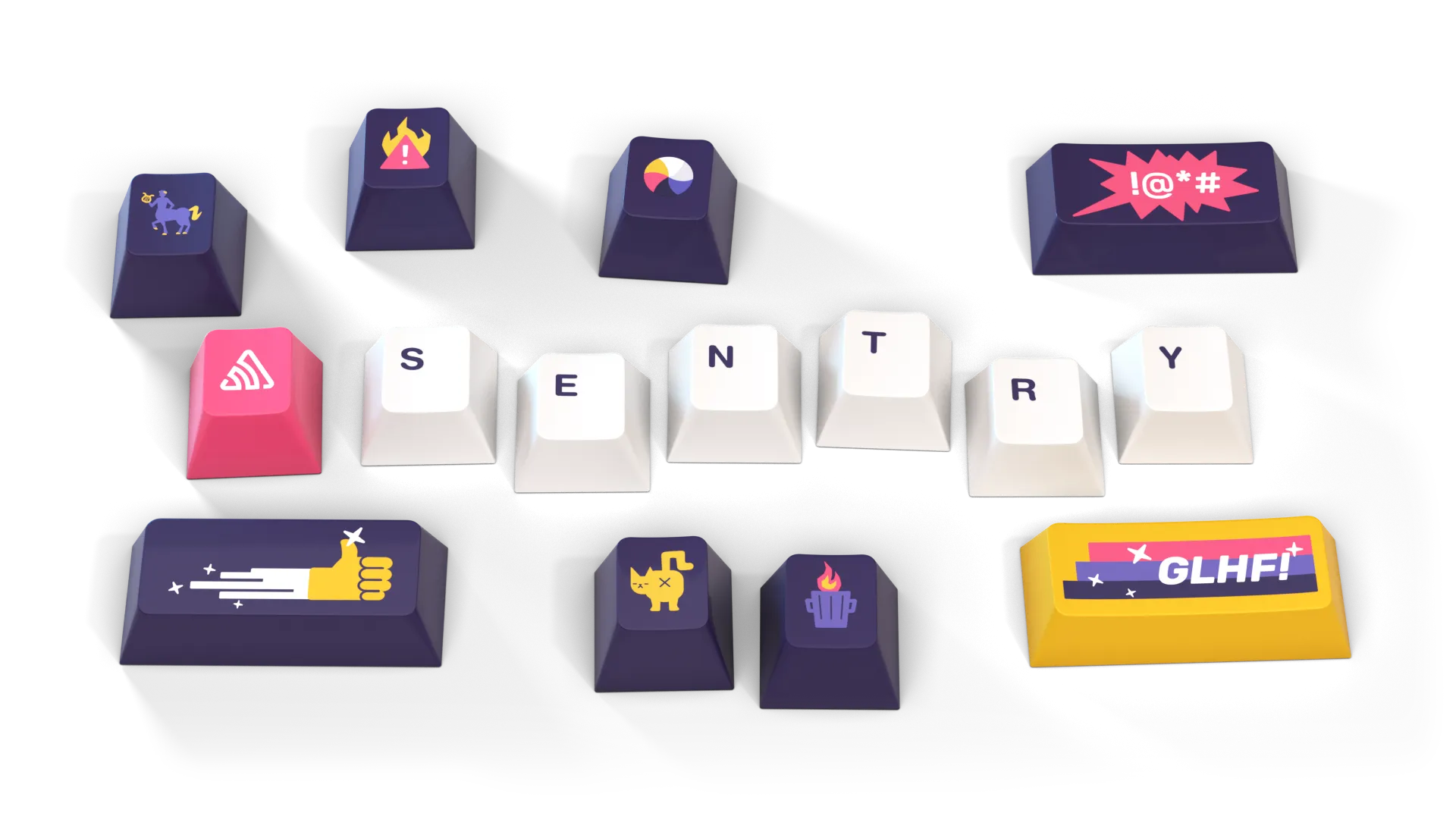 An actual photo of 9 of the 10 novelty keys and totally not a 3D render.