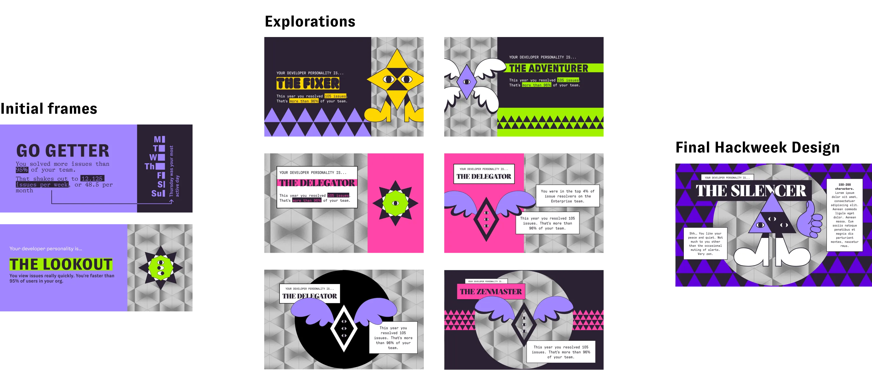 Full rollback page designs with different personality types